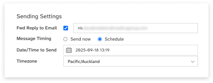 colourful screenshot showing options to add recipients when sending a New Message in Web2SMS
