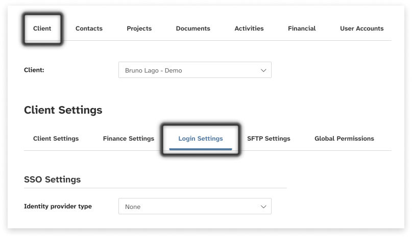 Screenshot of the settings page