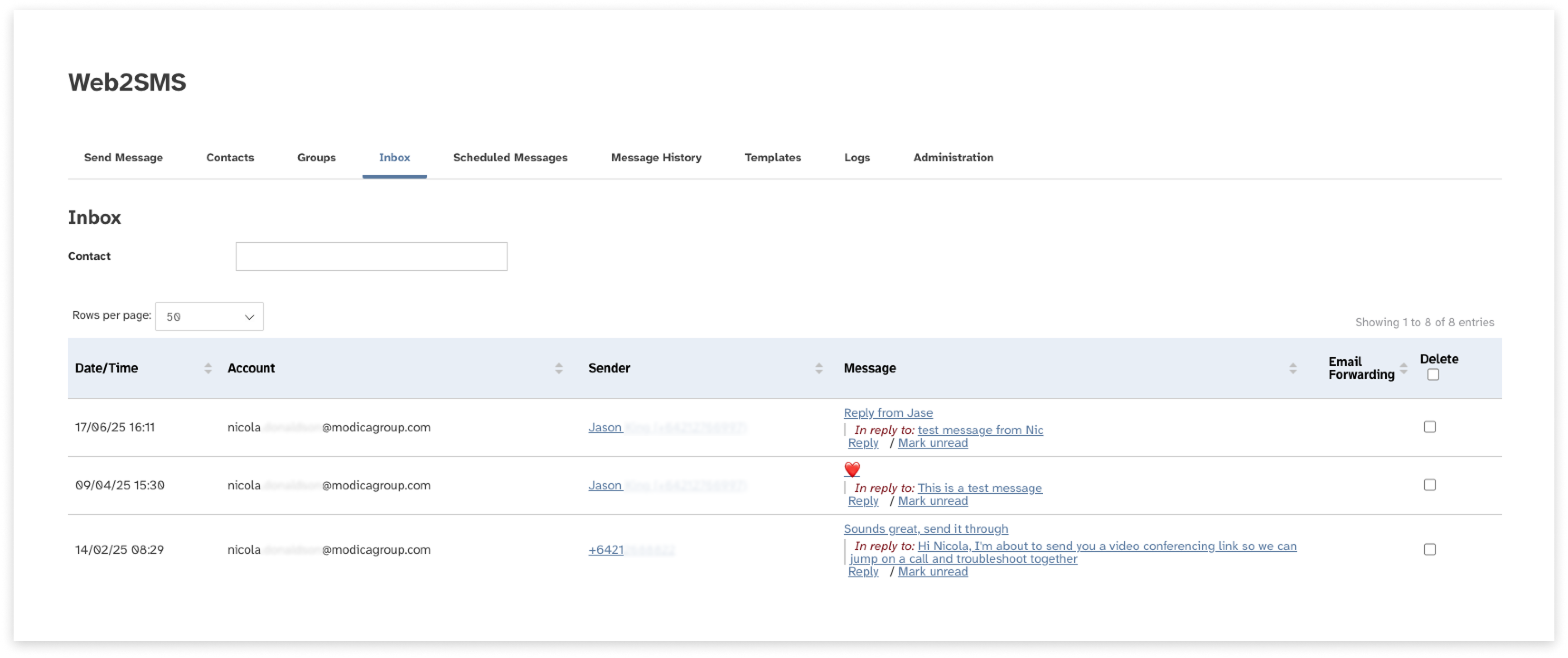 screenshot of the legacy old inbox