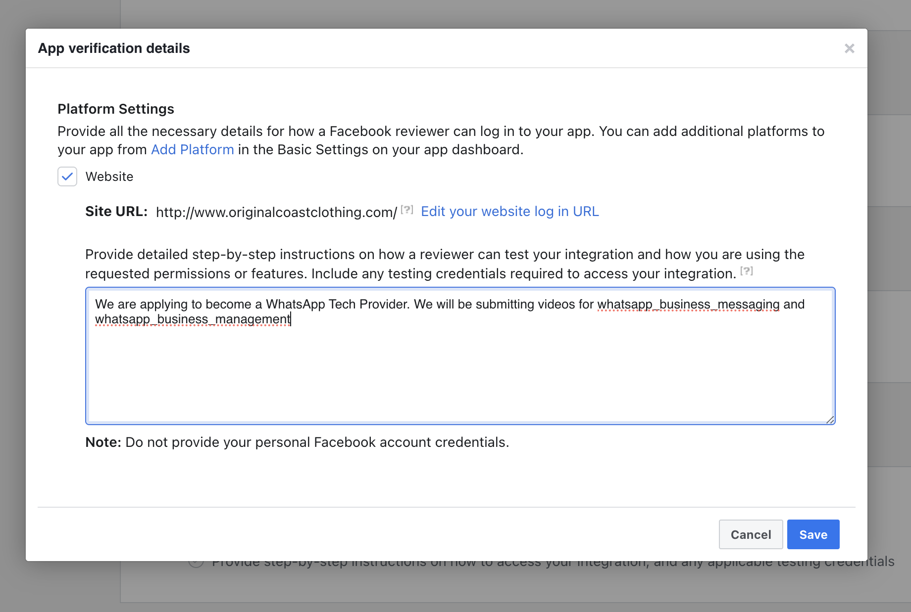 screenshot from Meta WhatsApp Docs